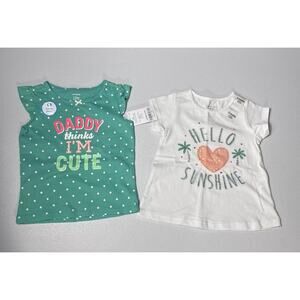 Lot of 2 First Impressions Carters Baby Girls 12M Short Sleeve Tee T-Shirt Top